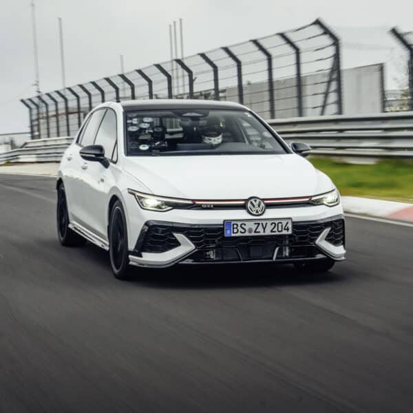 The record breaking Golf GTI EDITION 50 pictured near production test vehicle 2