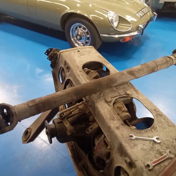 10.07.2025 1967 Jaguar E Type Cream Series 1 22 gearbox and engine removal 13