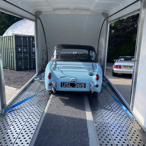 12.08.2025 1958 Austin Healey Frogeye Sprite Blue transport 1