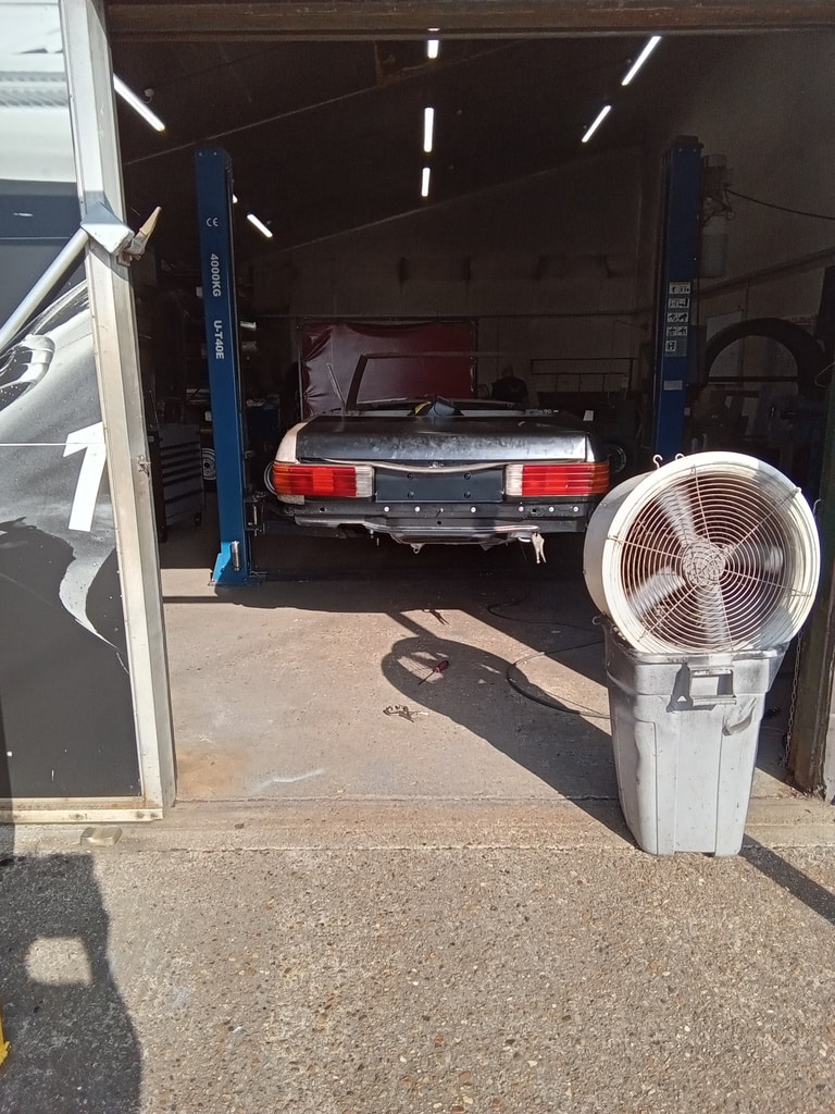 120825 1978 Mercedes 350SL Rear Quarter Panel and Bumper Fit