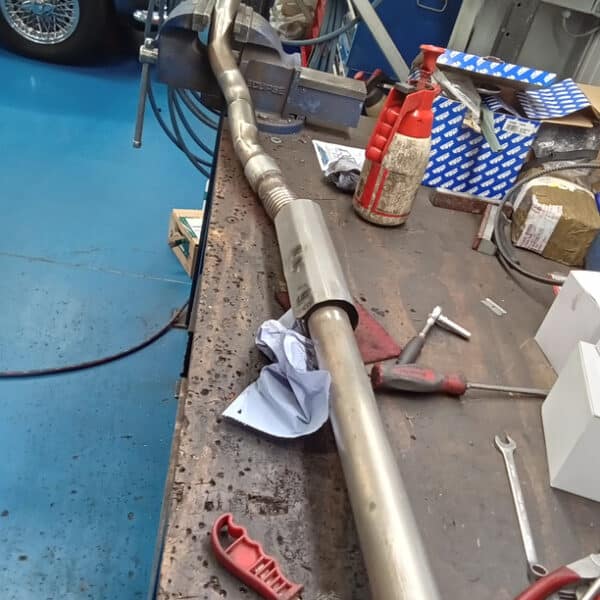 031025 1939 Jaguar SS100 Downpipes heat shields and exhaust pipes 10