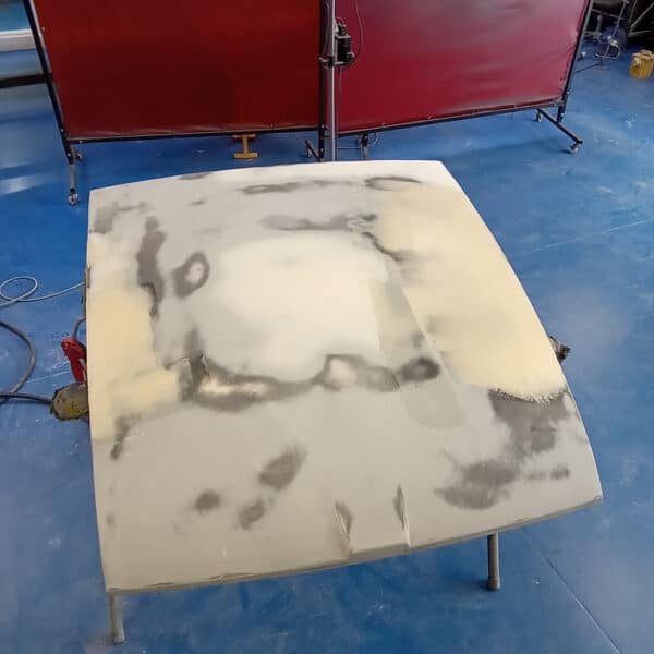 031025 1975 MGB GT V8 Bonnet Prepped for Polyfan 3