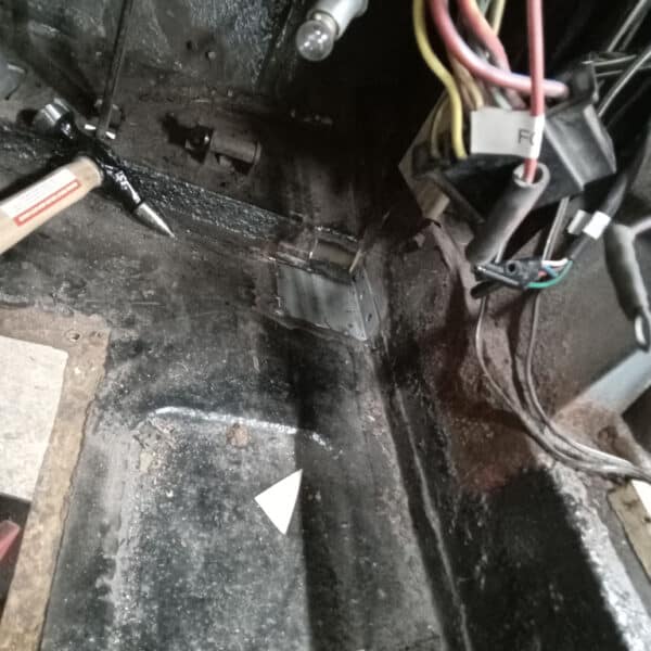 071025 1970 Aston Martin DBS Floor Hole Filled and Brake Master Welded In
