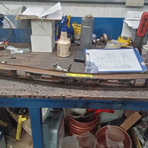 111025 1973 Mercedes 250 Front Bumper Strip Down 2