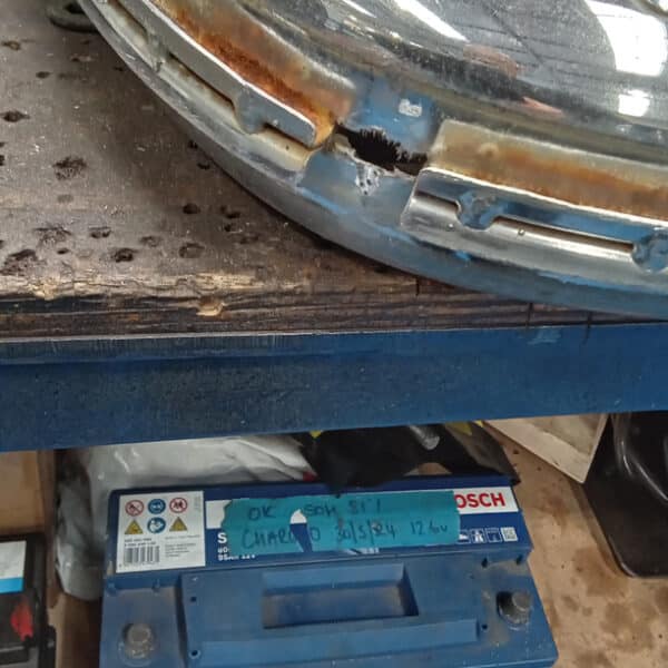 111025 1973 Mercedes 250 Front Bumper Strip Down 5