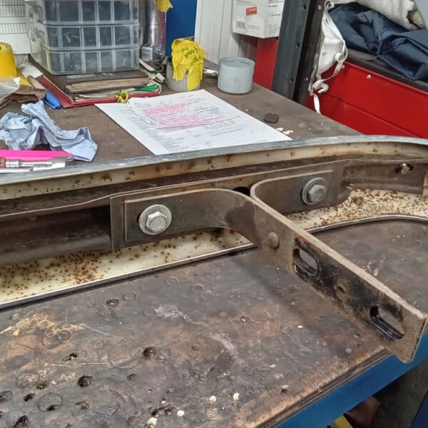 111025 1973 Mercedes 250 Front Bumper Strip Down 8