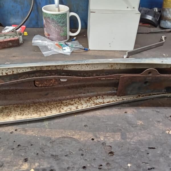 111025 1973 Mercedes 250 Front Bumper Strip Down 9