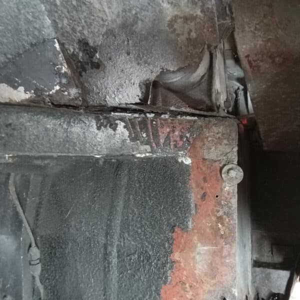 231025 1970 Aston Martin DBS Rust Under Blower Motor 2
