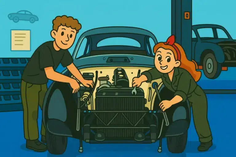 Molly and Ben working on car.jpg 1