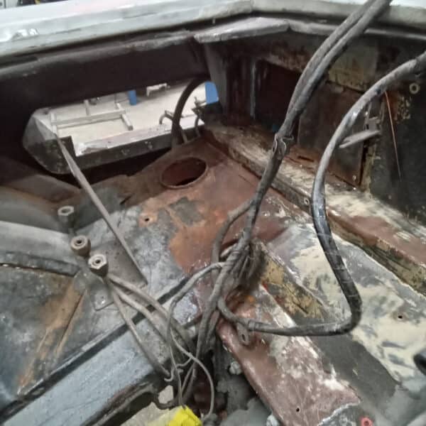 111125 1970 Aston Martin DBS Rust Repair under brake reservoir 2