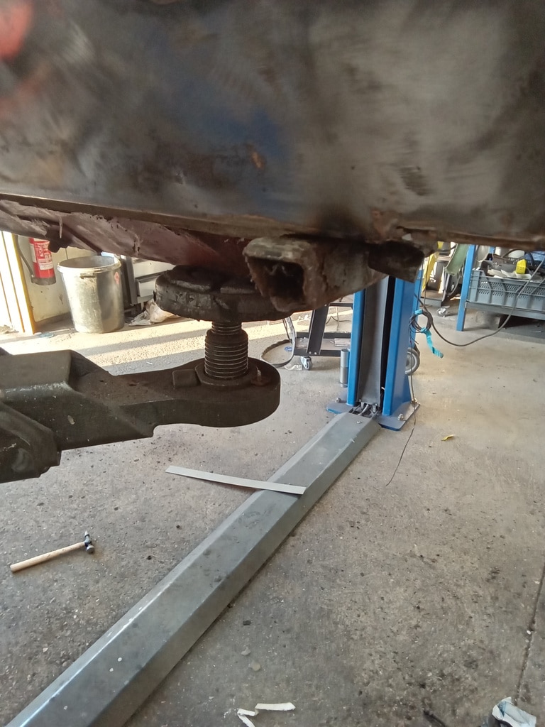 031225 1970 Aston Martin DBS Jacking Point Before Repair