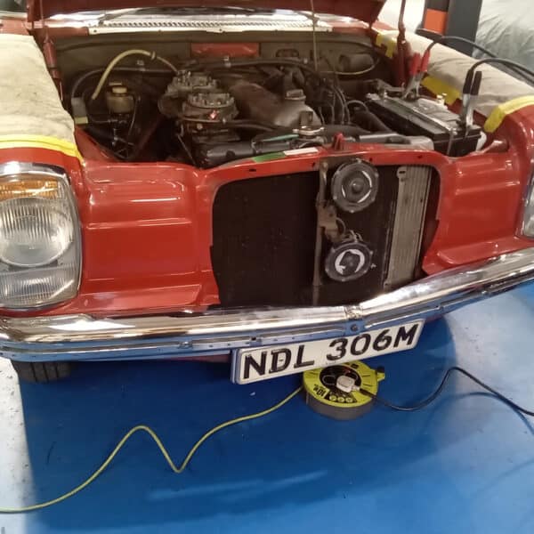 261125 1973 Mercedes 250 New Bumpers Exhaust and Intake Manifods Chrome Bashbar 29