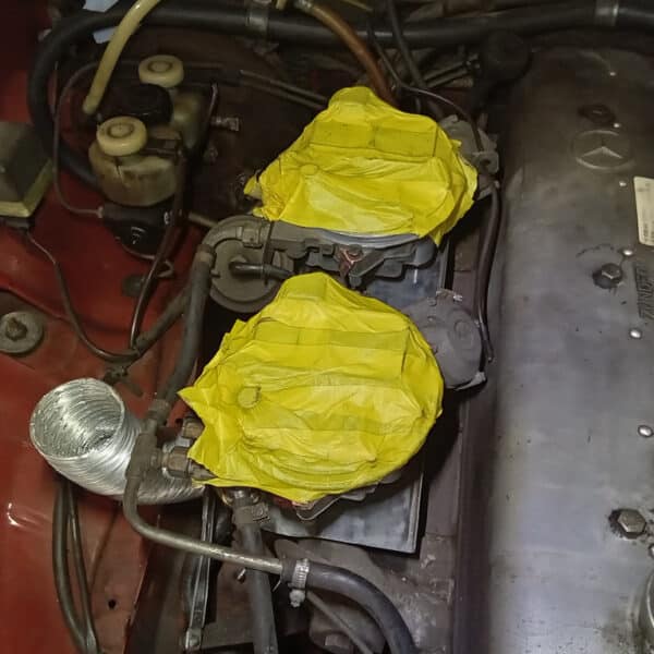 261125 1973 Mercedes 250 New Bumpers Exhaust and Intake Manifods Chrome Bashbar 6