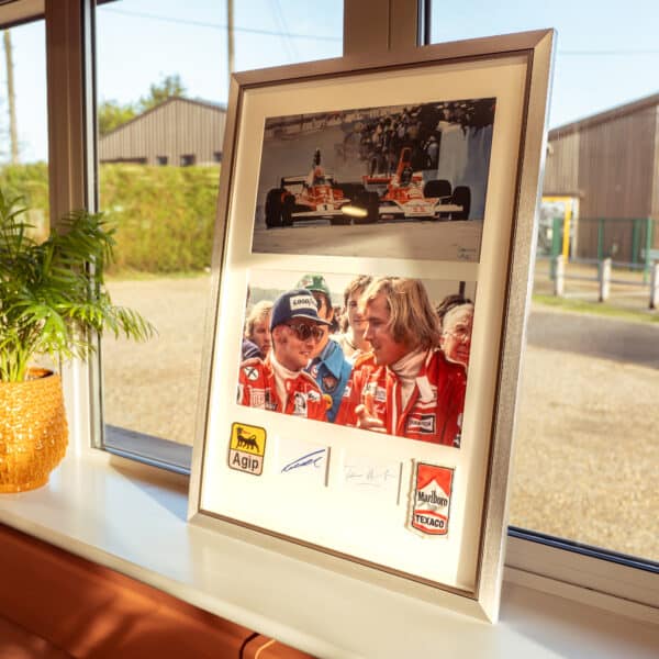 James Hunt & Niki Lauda Framed Autographs