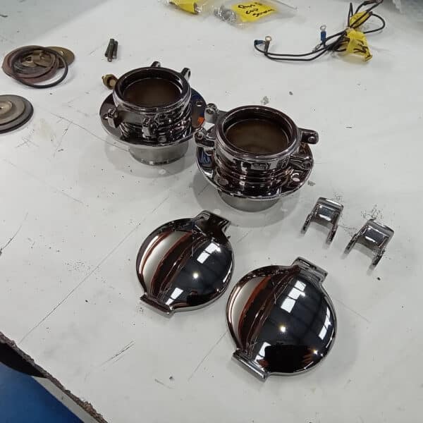 230126 1969 Aston Martin DB6 Volante Fuel Caps Door Cards Battery Mount and Stone Guards 17