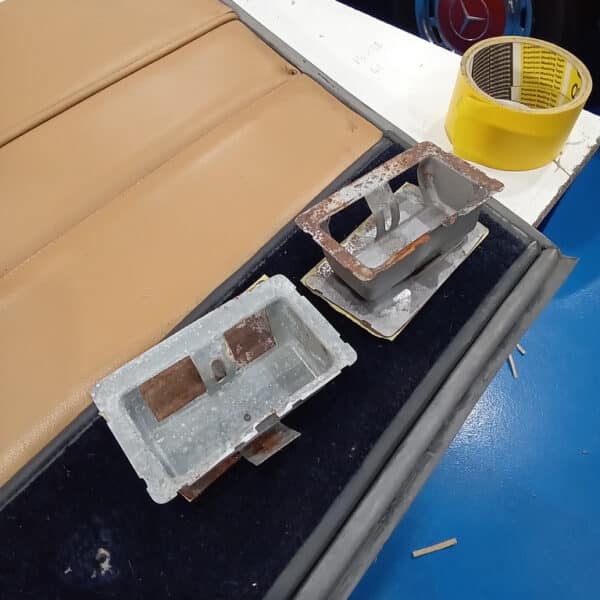 230126 1969 Aston Martin DB6 Volante Fuel Caps Door Cards Battery Mount and Stone Guards 39