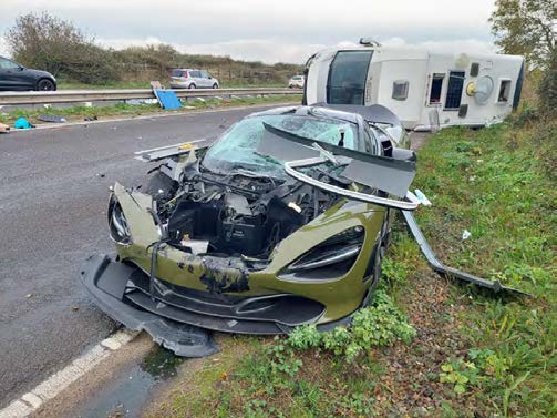 A12 collision car and motorhome