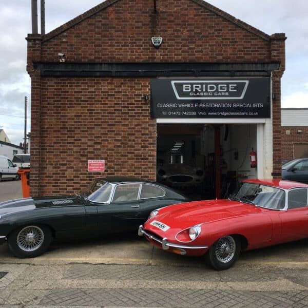 310317 Jaguar E Types Outside Bridge Classic Cars 4
