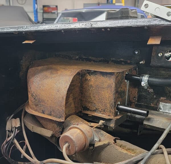 120326 1970 Aston Martin DBS Firewall Sanded and Rust Protected 1