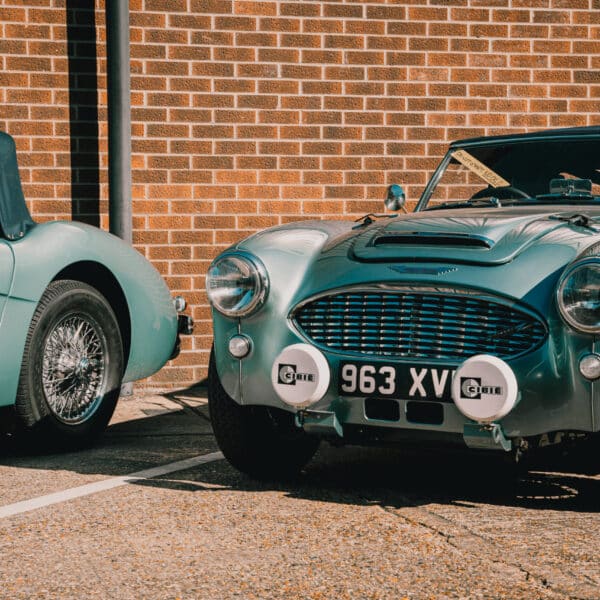 180326 1955 Austin Healey 100 1960 Austin Healey 3000 Outside Workshop 16