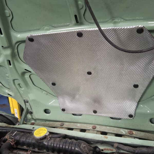 260326 1991 Nissan Figaro bonnet heat shield replaced