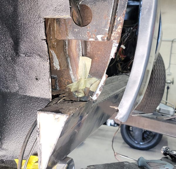 070426 1970 Aston Martin DBS Vantage B Pillar Rust Repairs 3