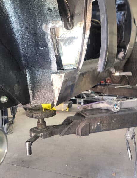 080426 1970 Aston Martin DBS Vantage B Pillar Rust Repair 3 1