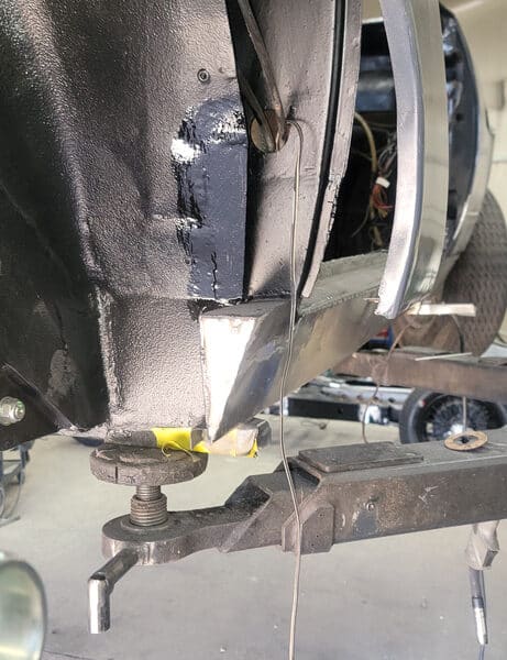 080426 1970 Aston Martin DBS Vantage B Pillar rust repair 4