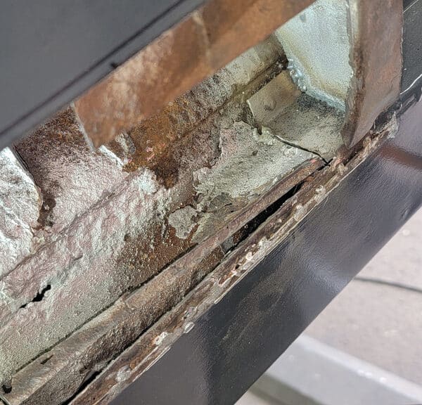 150426 1970 Aston Martin DBS A Pillar Rust Repair 2