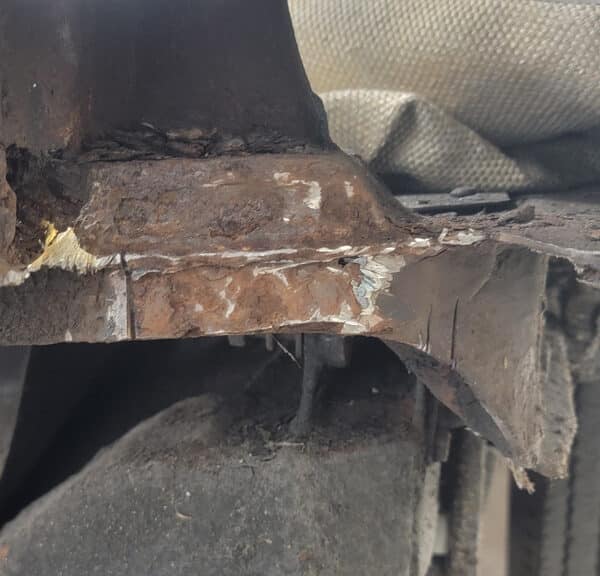120526 1958 Rover 90 Driver Quarter Panel Rust Repair 2