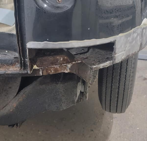 120526 1958 Rover 90 Driver Quarter Panel Rust Repair 3