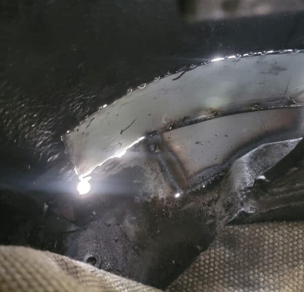 120526 1958 Rover 90 Quarter Panel Tacked in Place 2