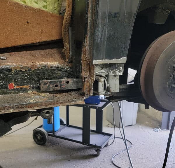 150526 1958 Rover 90 Lower Hinge Rust Repair 2