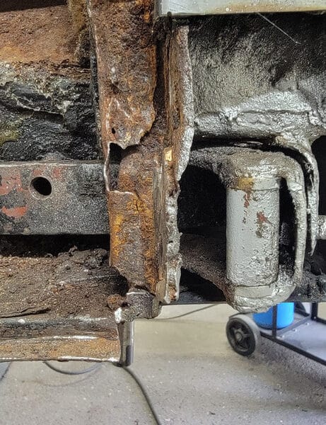 150526 1958 Rover 90 Lower Hinge Rust Repair 4
