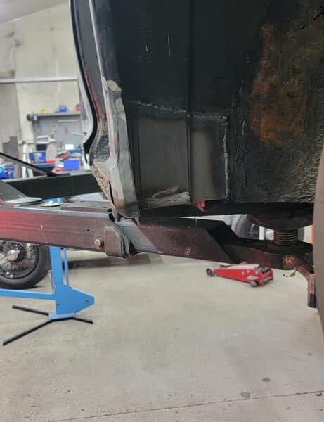 150526 1958 Rover 90 Lower Hinge Rust Repair 8