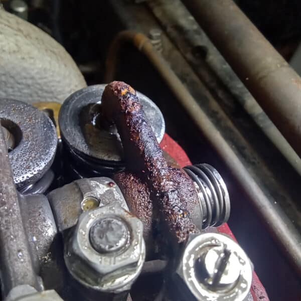 210526 1936 Fraser Nash BMW Floor Repairs Rocker Cover Condensation in Cylinder Head Oil Drain 3