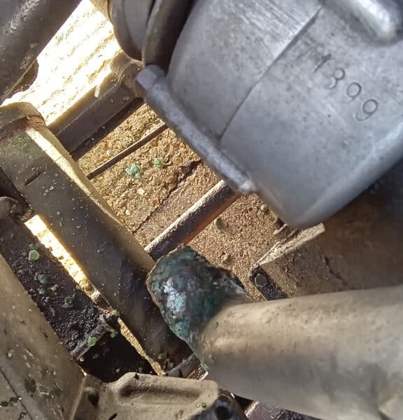 260526 1936 Riley Merline Nine Corroded Coolant Pipe and Retaining Bolt 5