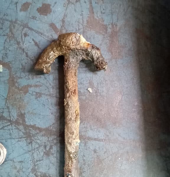 260526 1936 Riley Merline Nine Corroded Coolant Pipe and Retaining Bolt