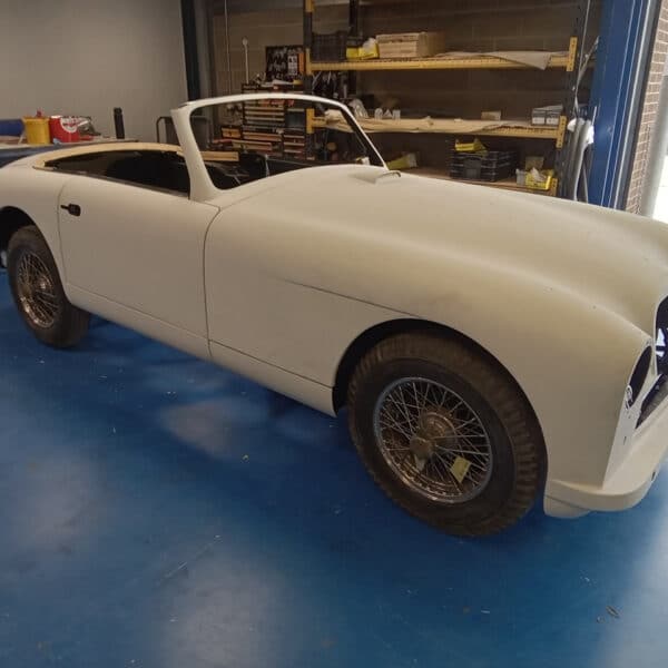 030626 1955 Aston Martin DB2 Drophead bonnet back on for levelling 2