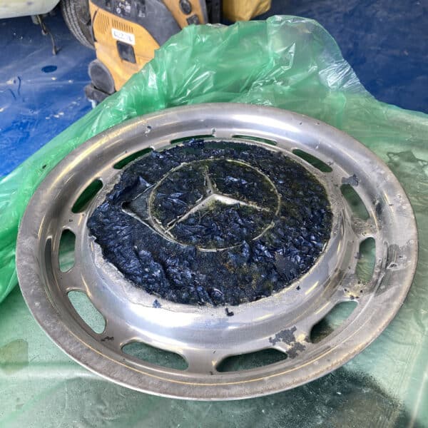040626 1970 Mercedes 280SL Wheels Stripped Masked and Primed 2
