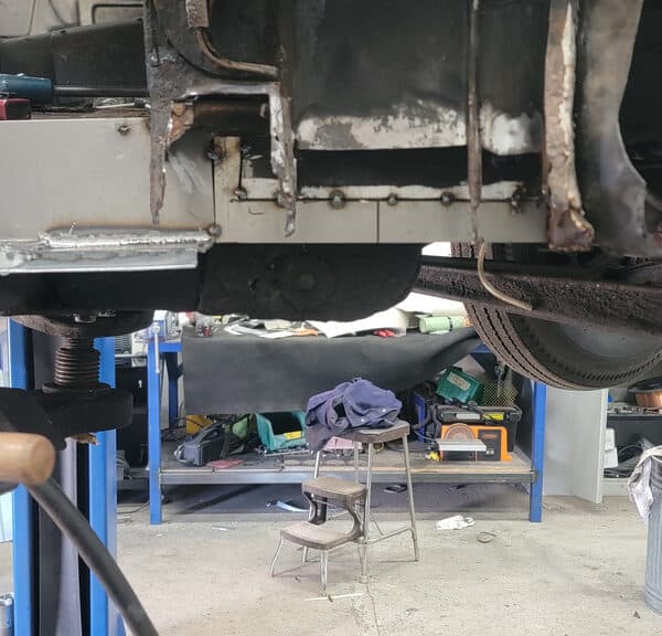 050626 1958 Rover 90 Drivers Wing Rust Repair Inside