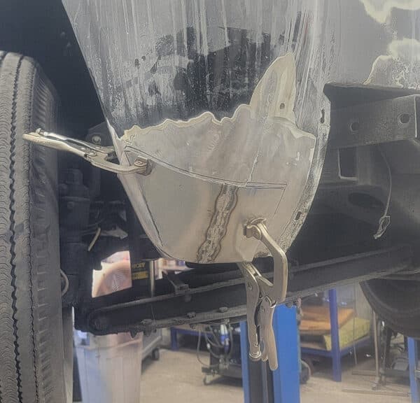 090626 1958 Rover 90 OSF Lower Wing Repair