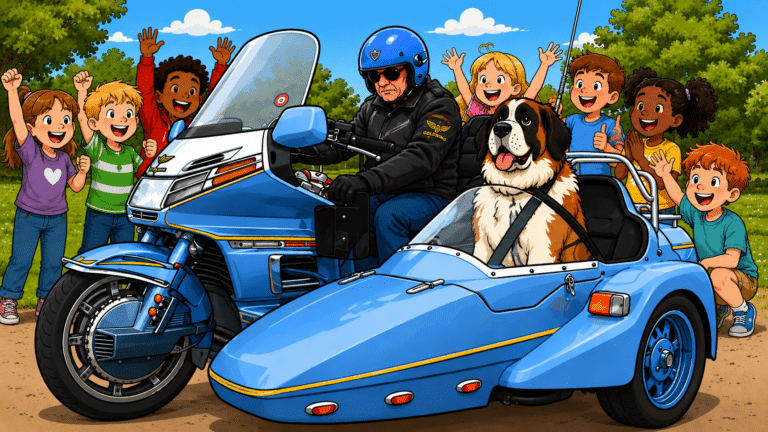 Dog in a side car