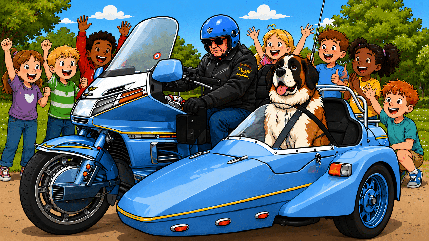 Dog in a side car