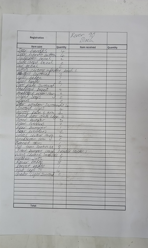 090726 1958 Rover 90 Chromework and Trims Removed and Catalogued
