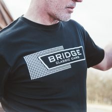 Limited Edition Handprinted Bridge Classic Cars 'Houndstooth' Black T-shirt with White Graphic