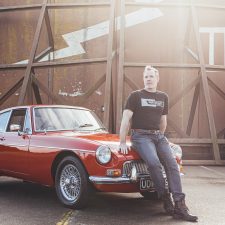 Limited Edition Handprinted Bridge Classic Cars 'Houndstooth' Black T-shirt with White Graphic