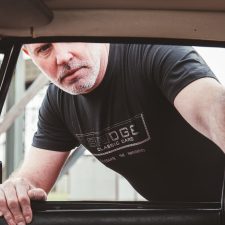 Limited Edition Handprinted Bridge Classic Cars 'Blueprint' Black T-shirt with Grey Graphic